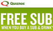 Free Quiznos Sub w/ Purchase of a Sub